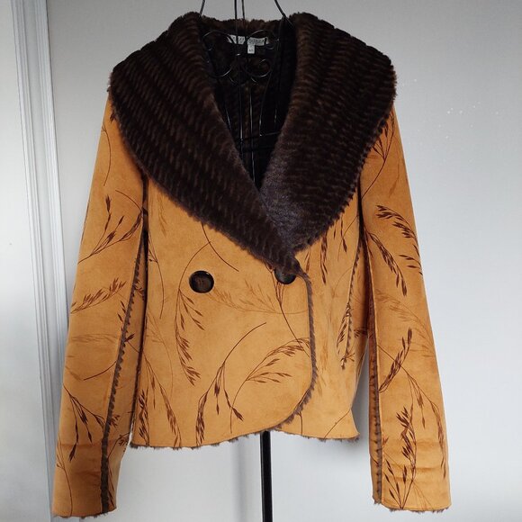 Robert Kitchen Printed Suede Canada Designer Jacket, Size XL - Picture 2 of 11
